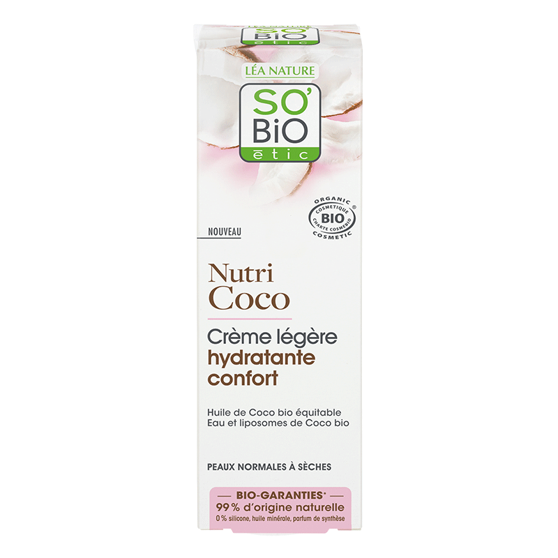 SO’BiO étic Nutri Coco lekki kojący krem do twarzy do skóry suchej i normalnej, 50 ml