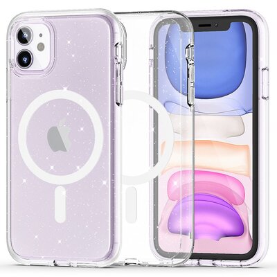 Etui TECH-PROTECT Flexair Hybrid MagSafe do Apple iPhone 11 Przezroczysty Brokat