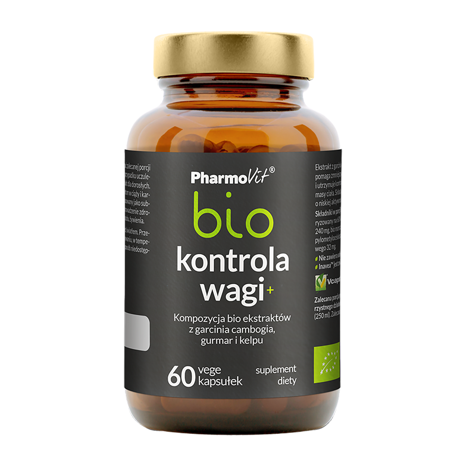 Pharmovit Bio suplement diety odpowiedni dla wegetarian/wegan - Kontrola wagi+ bio, 60 kaps./1 opak.