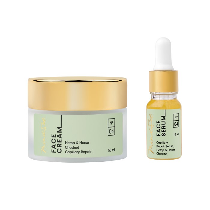 MindSet Cosmetics zestaw do cery naczynkowej: wzmacniające serum No.04, 10 ml + liposomalny krem naczynkowy No.04, 50 ml