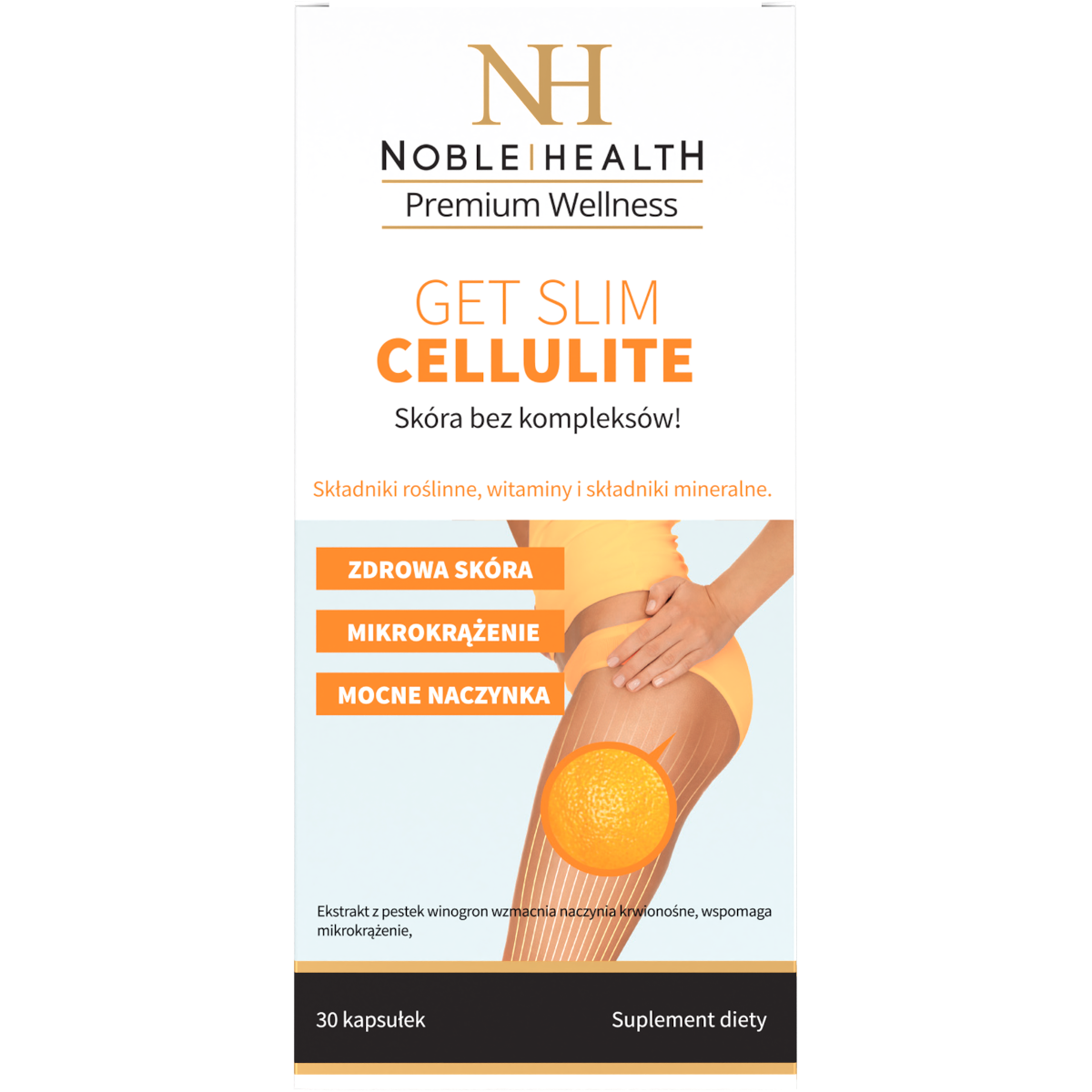 Noble Health Get Slim Cellulite suplement diety dbający o zdrowie i wygląd skóry, 30 kaps./1 opak.