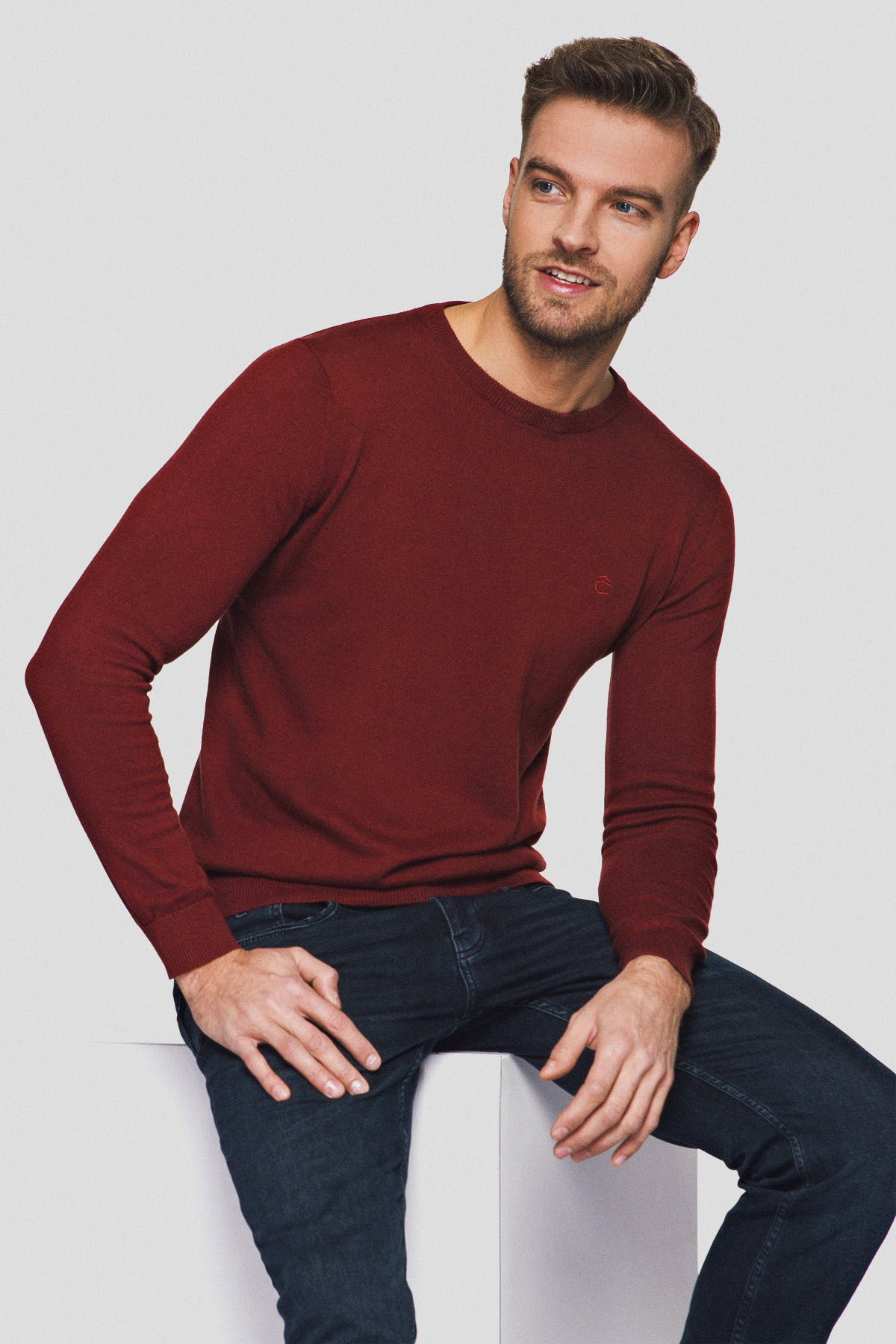 Lancerto Sweter Ceglasty Bawełniany Remy