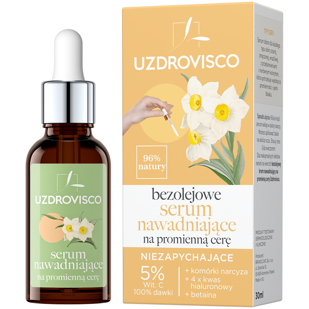 Uzdrovisco bezolejowe serum nawadniające na promienną cerę, 30 ml