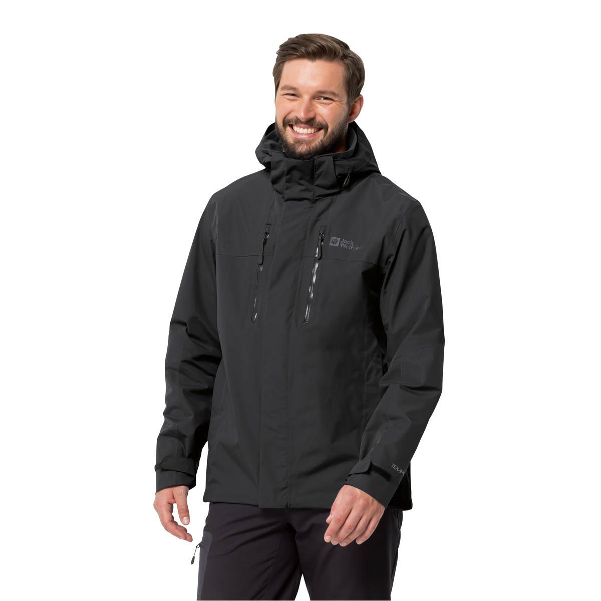 Męska kurtka przeciwdeszczowa Jack Wolfskin JASPER JKT MEN black - S