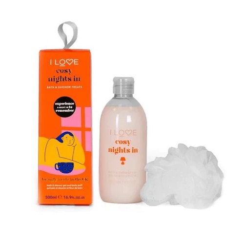 I Love Bath Gift Set zestaw: żel do kąpieli i pod prysznic, 500 ml + myjka do ciała, 1 szt.