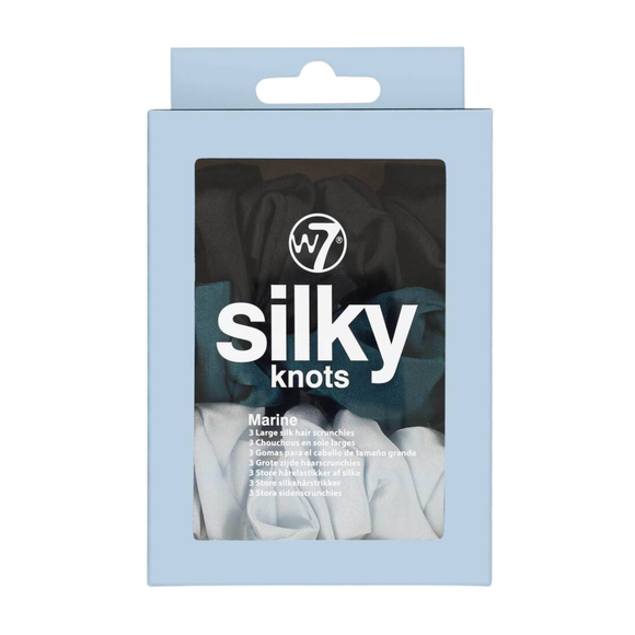 W7 Silky Knots 3 jedwabne gumki do włosów Marine, 3 szt./1 opak.