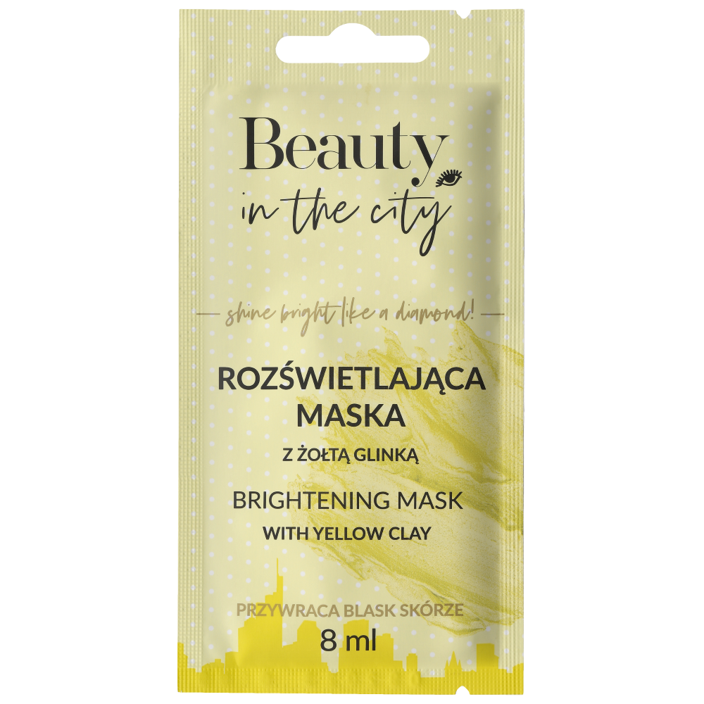 Beauty In The City rozświetlająca maska z żółtą glinką do twarzy, 8 ml