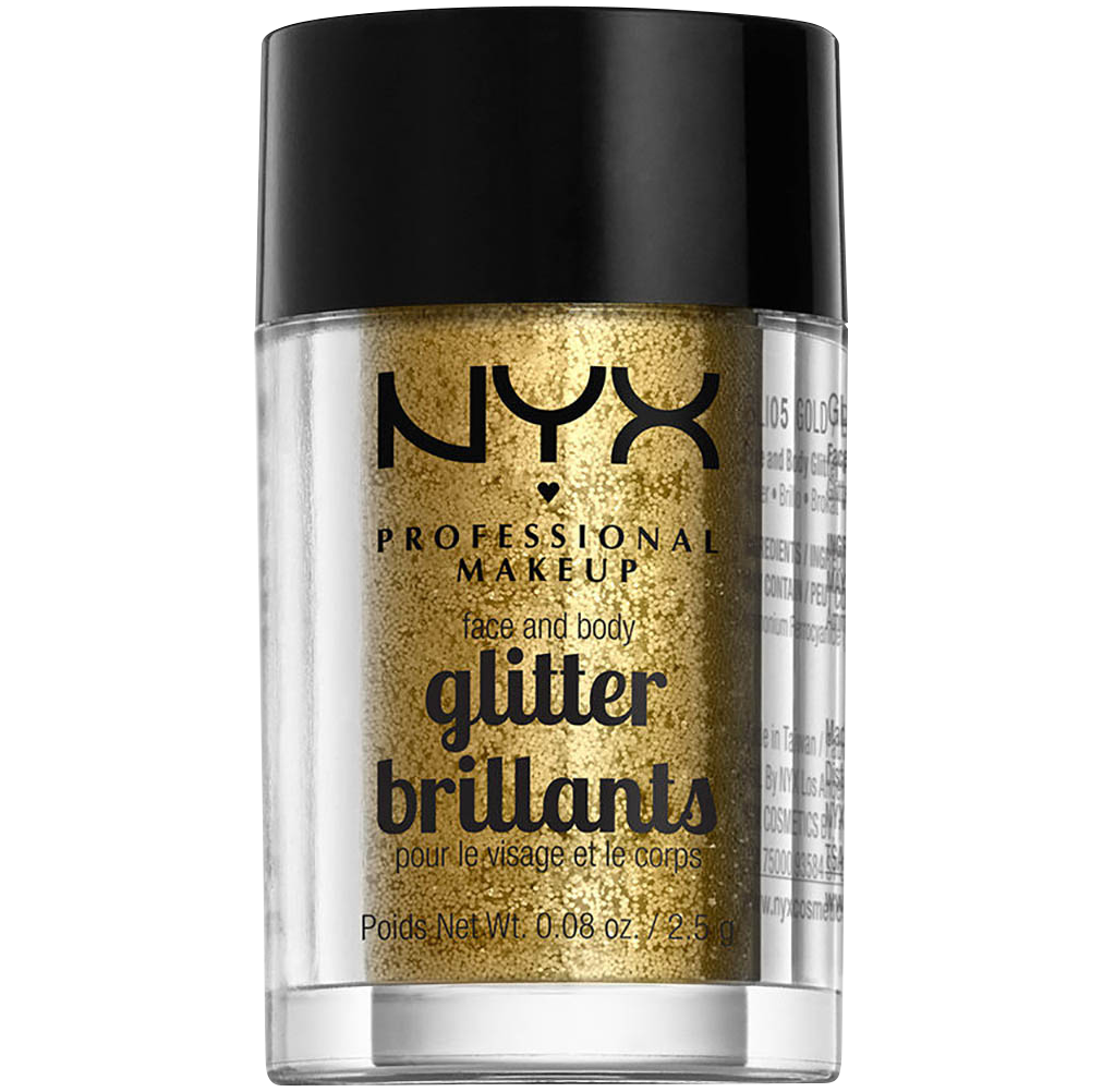NYX Professional Makeup Face & Body Glitter brokat do twarzy i ciała gold, 2,5 g