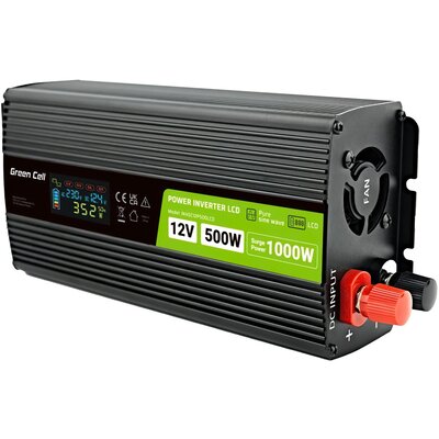 Przetwornica GREENCELL INVGC12P500LCD 12V/230V 500W/1000W