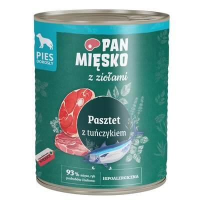 Karma dla psa PAN MIĘSKO z Ziołami Pasztet z tuńczykiem 800 g