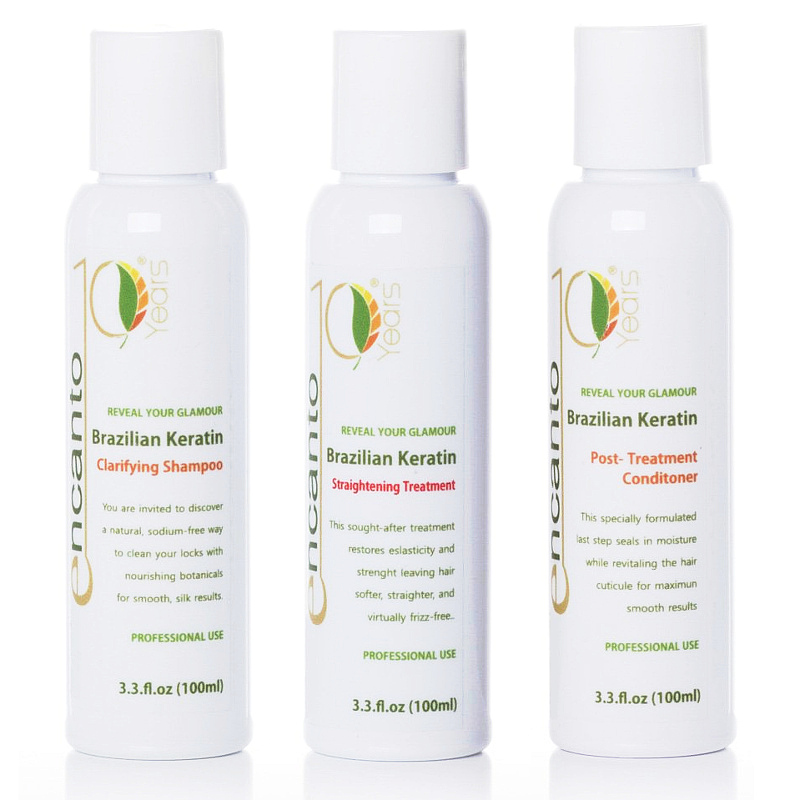 Encanto Do Brasil zestaw do keratynowego prostowania włosów: szampon, 100 ml + keratyna, 100 ml + odżywka, 100 ml