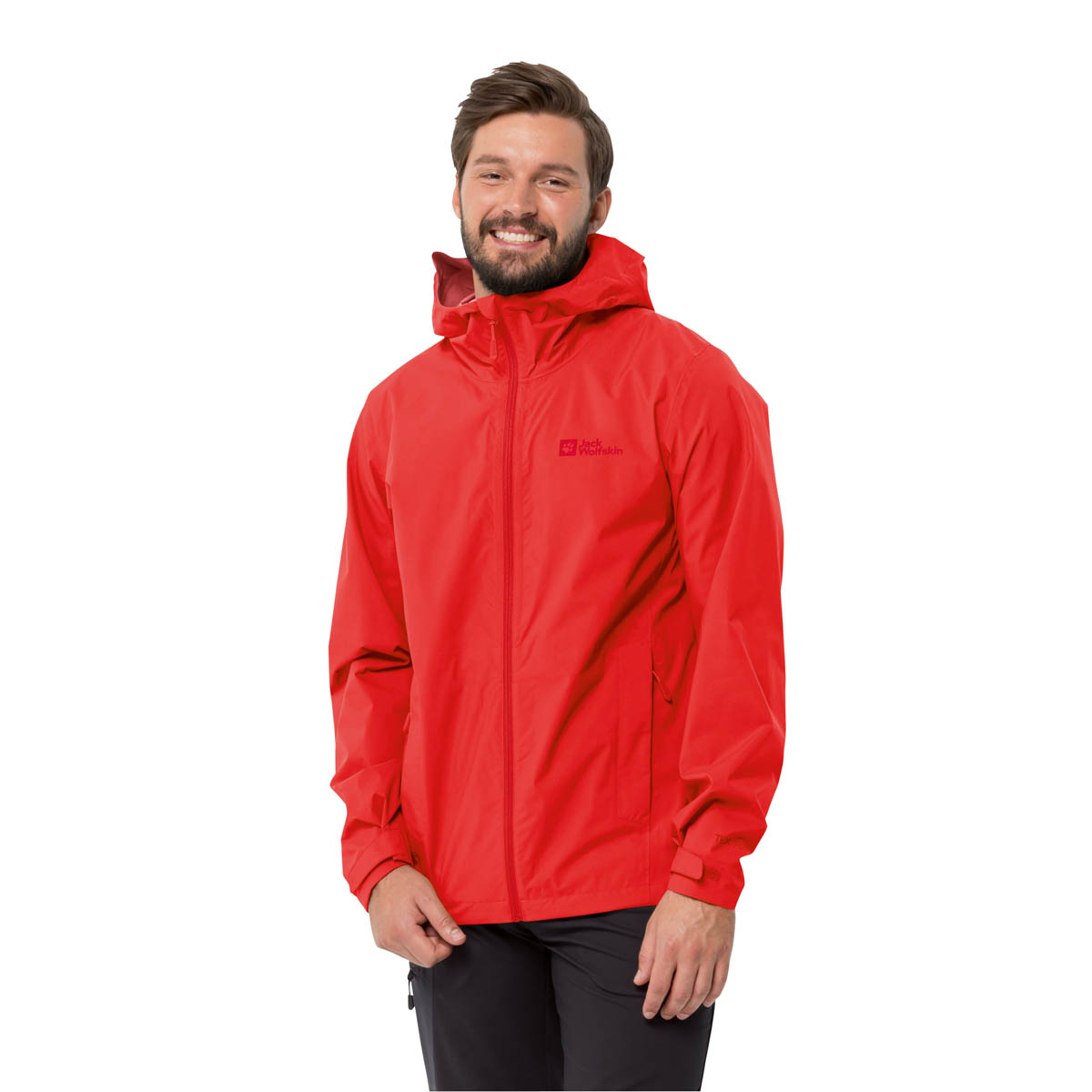 Męska kurtka przeciwdeszczowa Jack Wolfskin ELSBERG 2.5L JKT M strong red - XXL