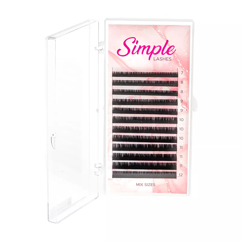 Looksus Lashes Simple Lashes rzęsy do przedłużania skręt D, grubość 0,07, mix 7-12mm, 1 opak.