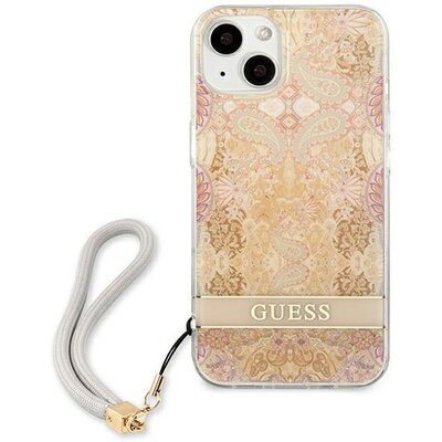 Etui GUESS Flower Strap do Apple iPhone 13 Mini Złoty