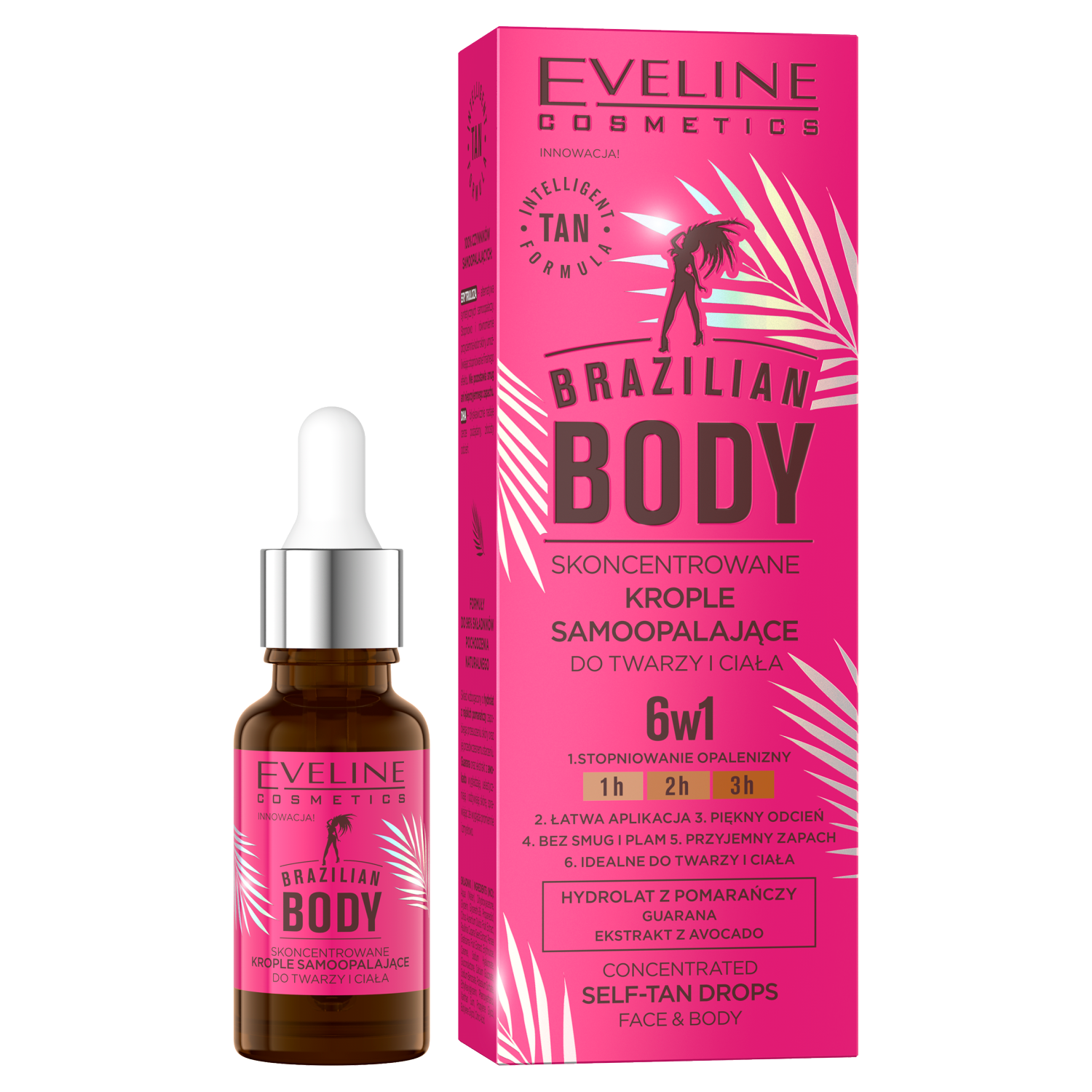 Eveline Cosmetics Brazilian Body skoncentrowane krople samoopalające do twarzy i ciała, 18 ml