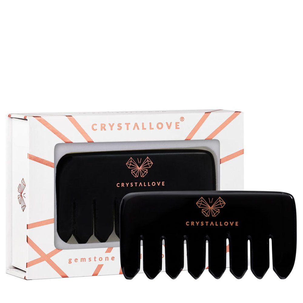 Crystallove Crystal Collection grzebień do masażu z obsydianu, 1 szt.