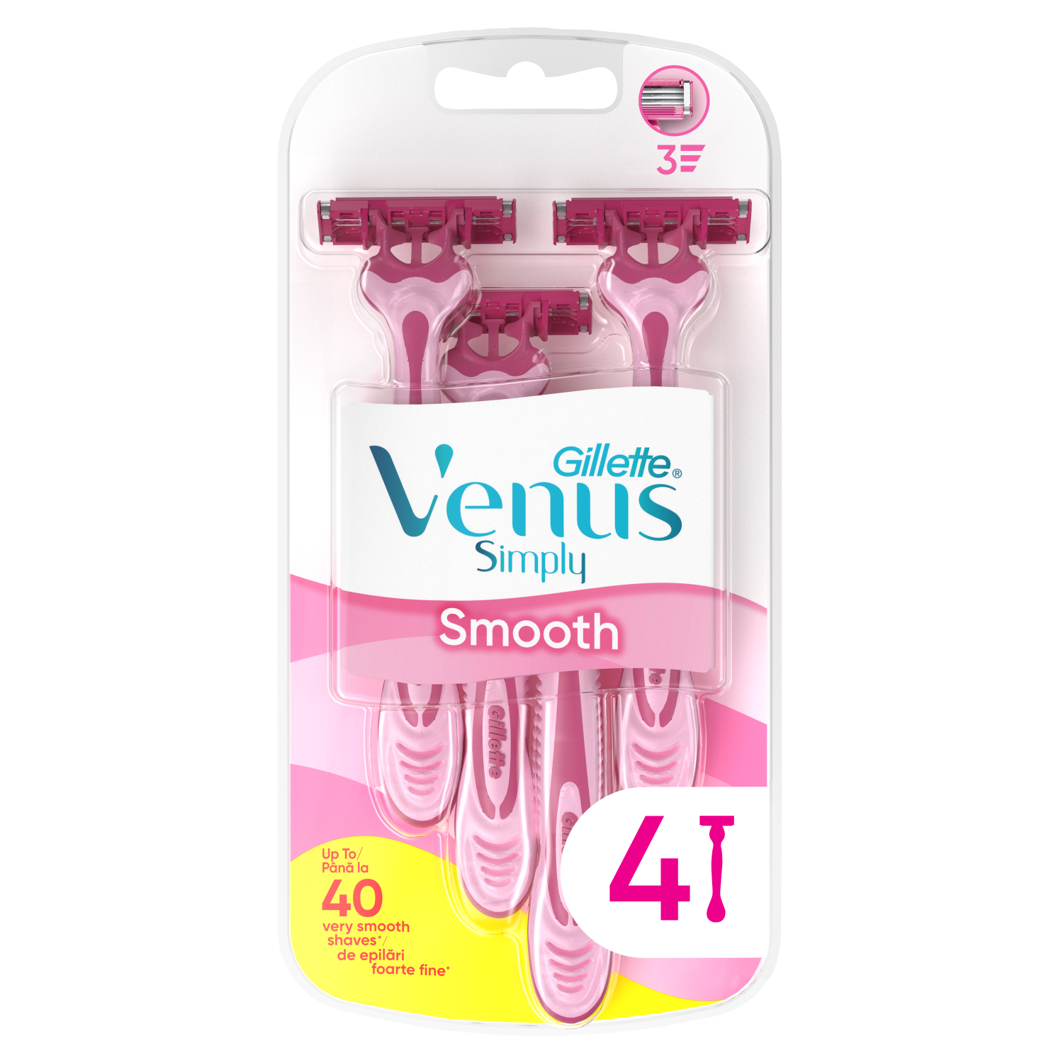 Gillette Simply Venus 3 maszynki do golenia damskie, 4 szt./1 opak.