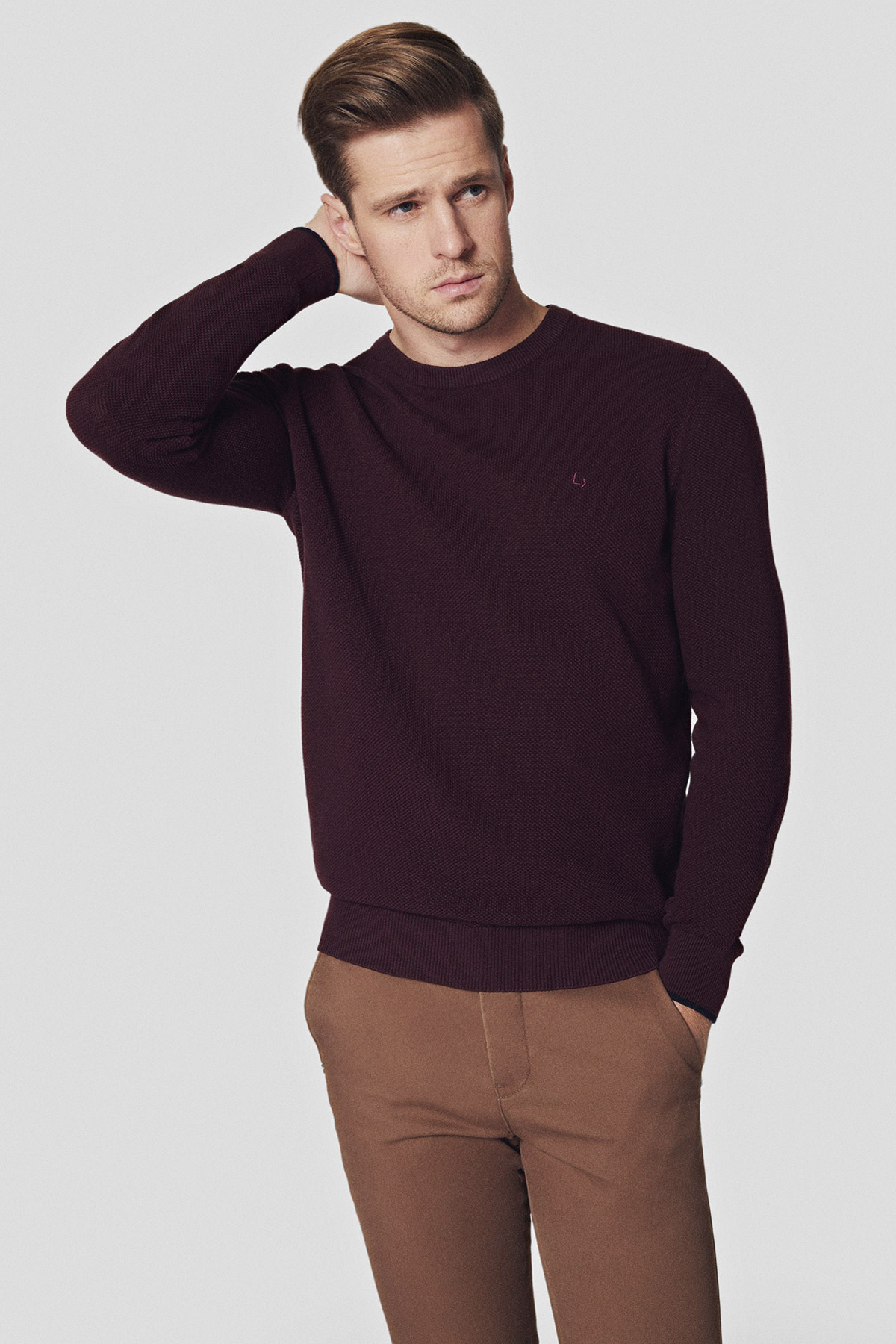 Lancerto Sweter Bordowy z Bawełną Clive