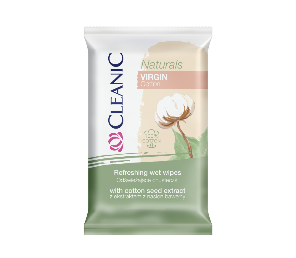 Cleanic Naturals Virgin Cotton chusteczki odświeżające, 15 szt./1 opak.