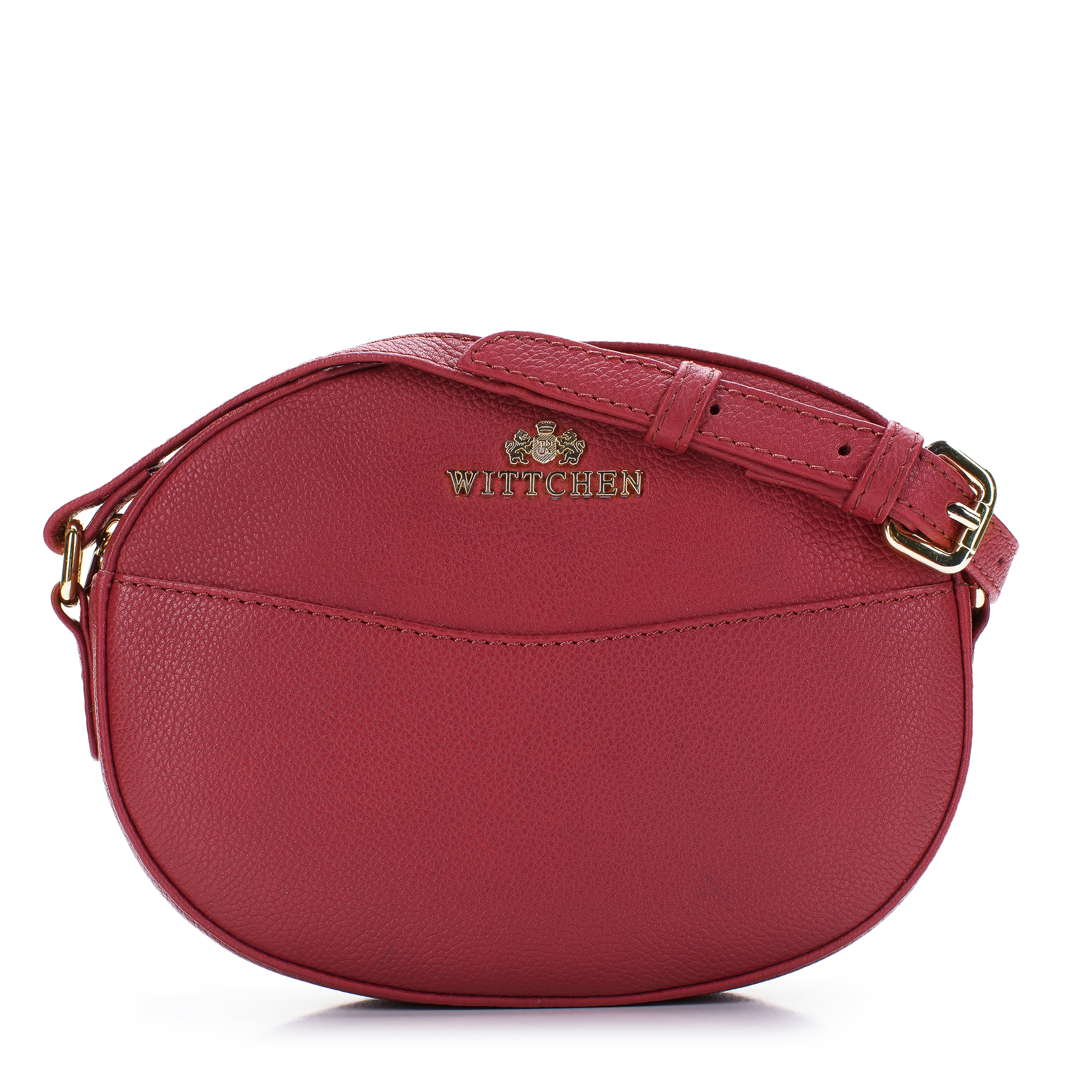 Damska listonoszka skórzana owalna malinowa