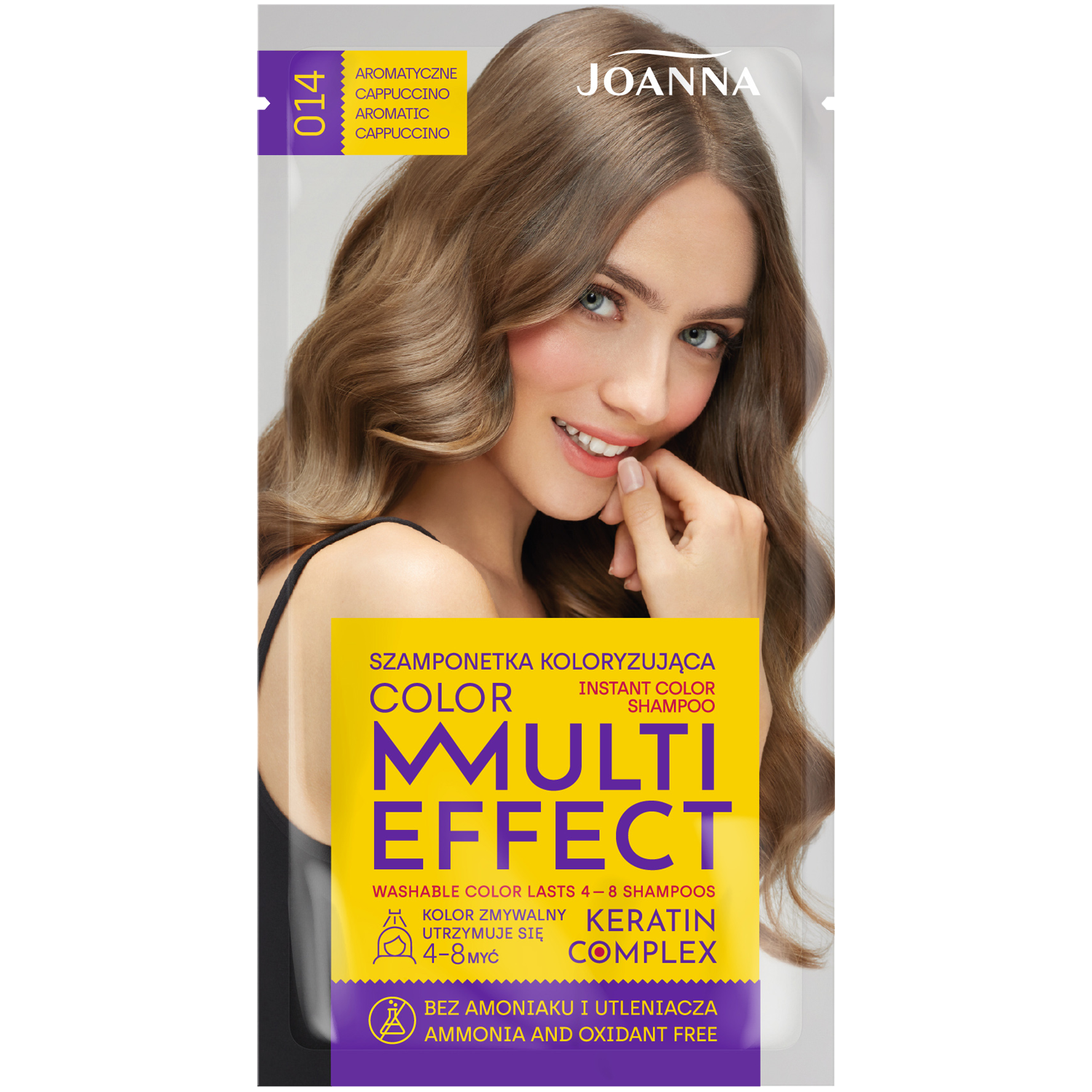 Joanna Multi Effect szamponetka koloryzująca do włosów 014 aromatyczne cappuccino, 1 opak.