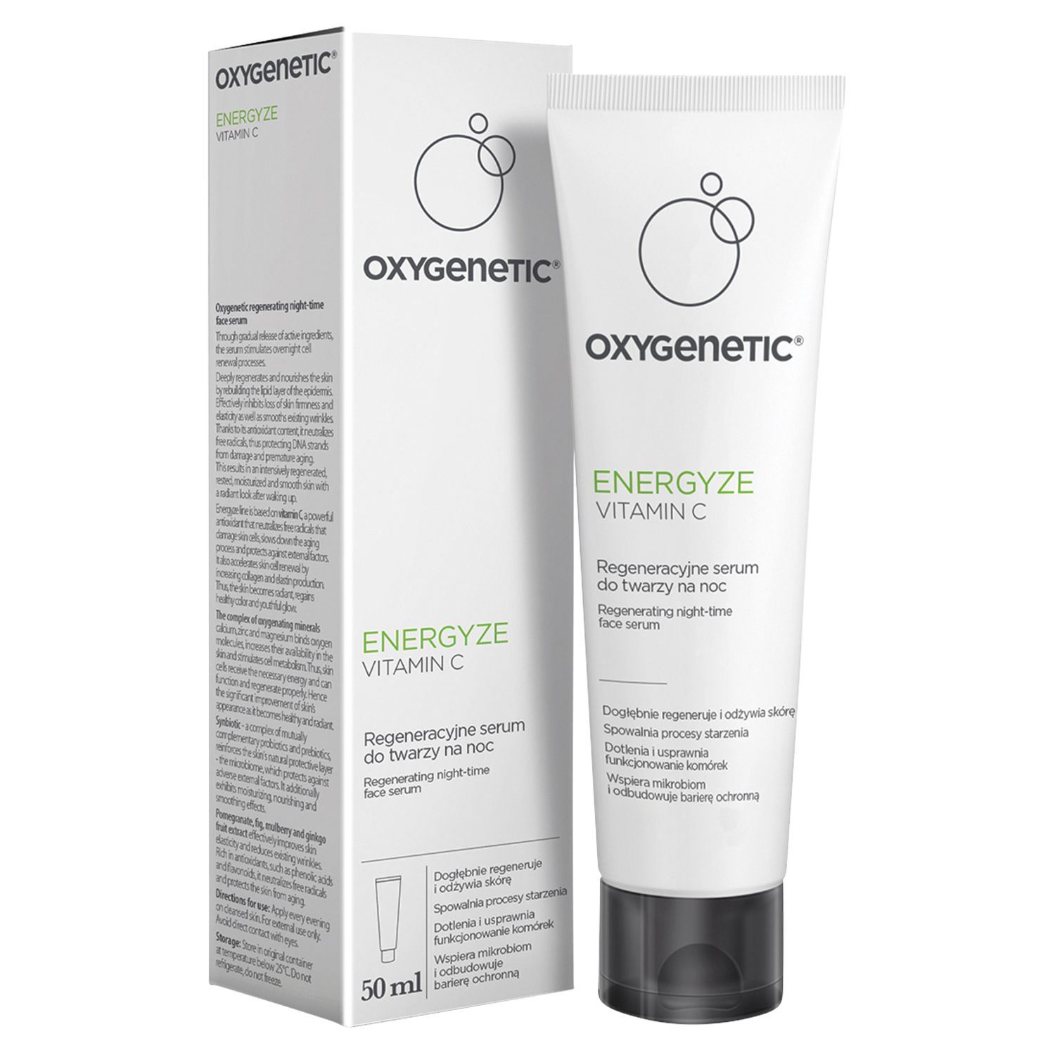 Oxygenetic Energyze Vitamin C regeneracyjne serum do twarzy na noc, 50 ml