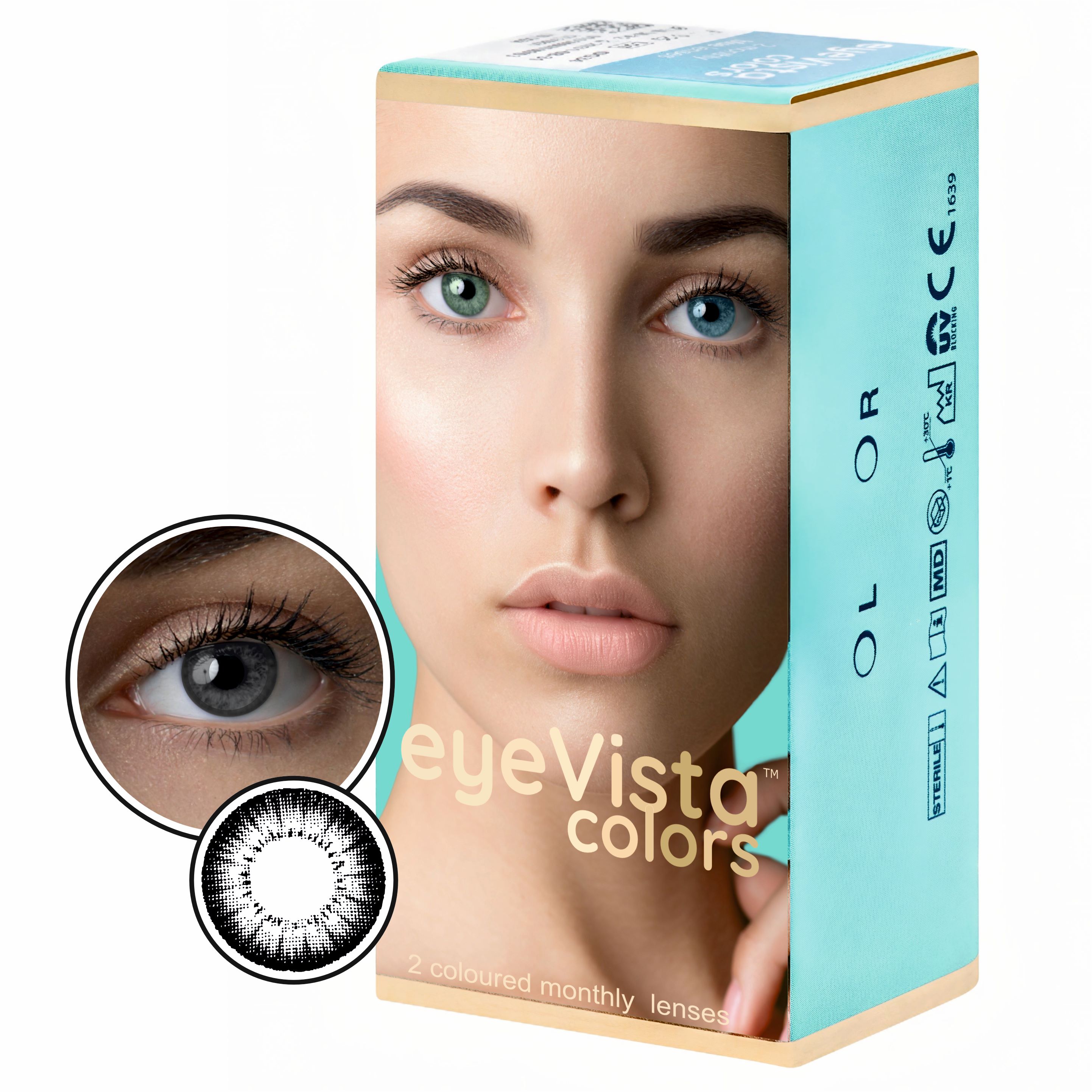 EyeVista Colors Black soczewki kontaktowe moc 0.00, 2 szt./1 opak.