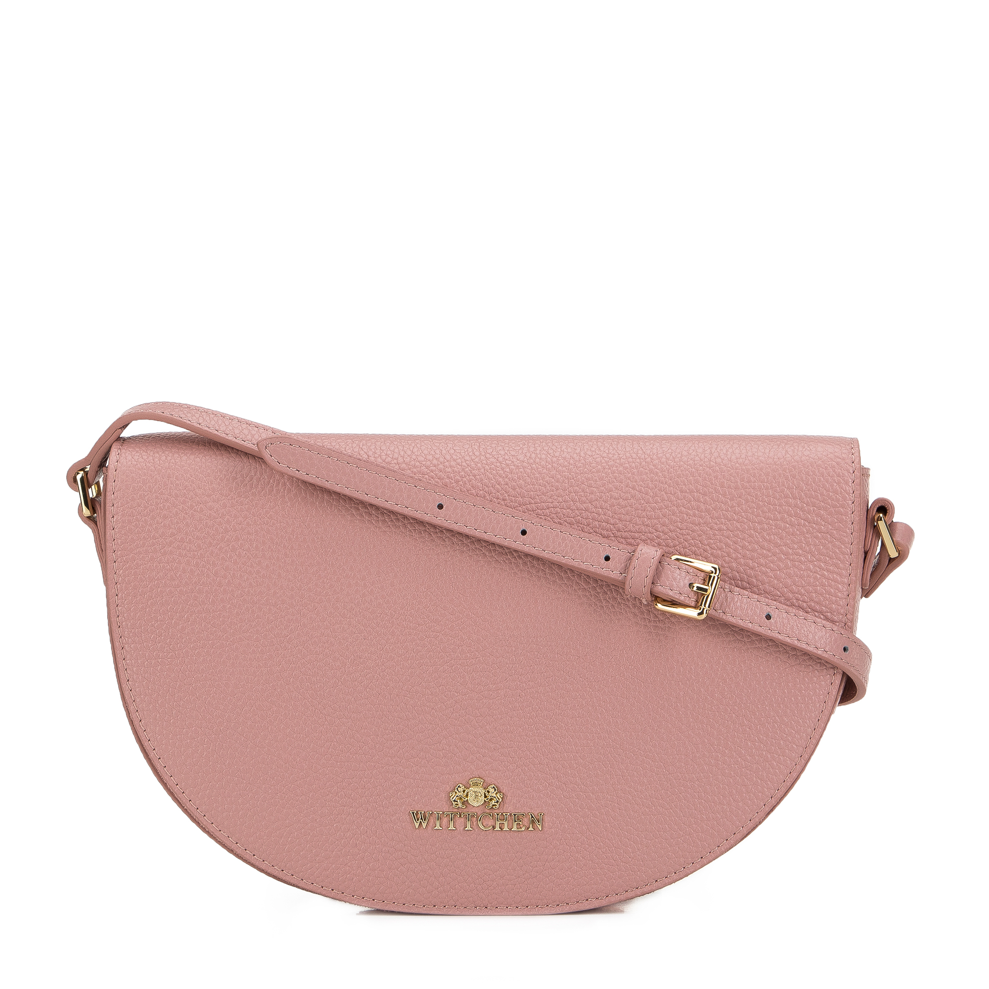 Damska saddle bag z groszkowanej skóry różowa