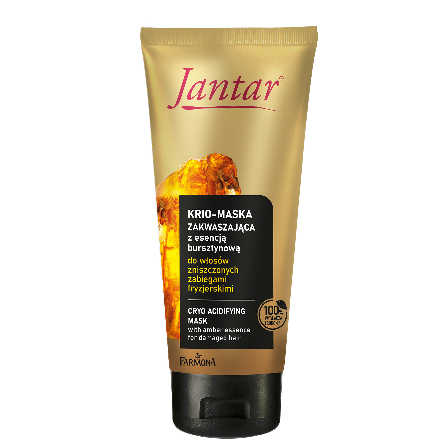 Jantar Esencja Bursztynowa I Kwasy Aha krio-maska zakwaszająca z esencją bursztynową do włosów zniszczonych zabiegami fryzjerskimi, 200 ml