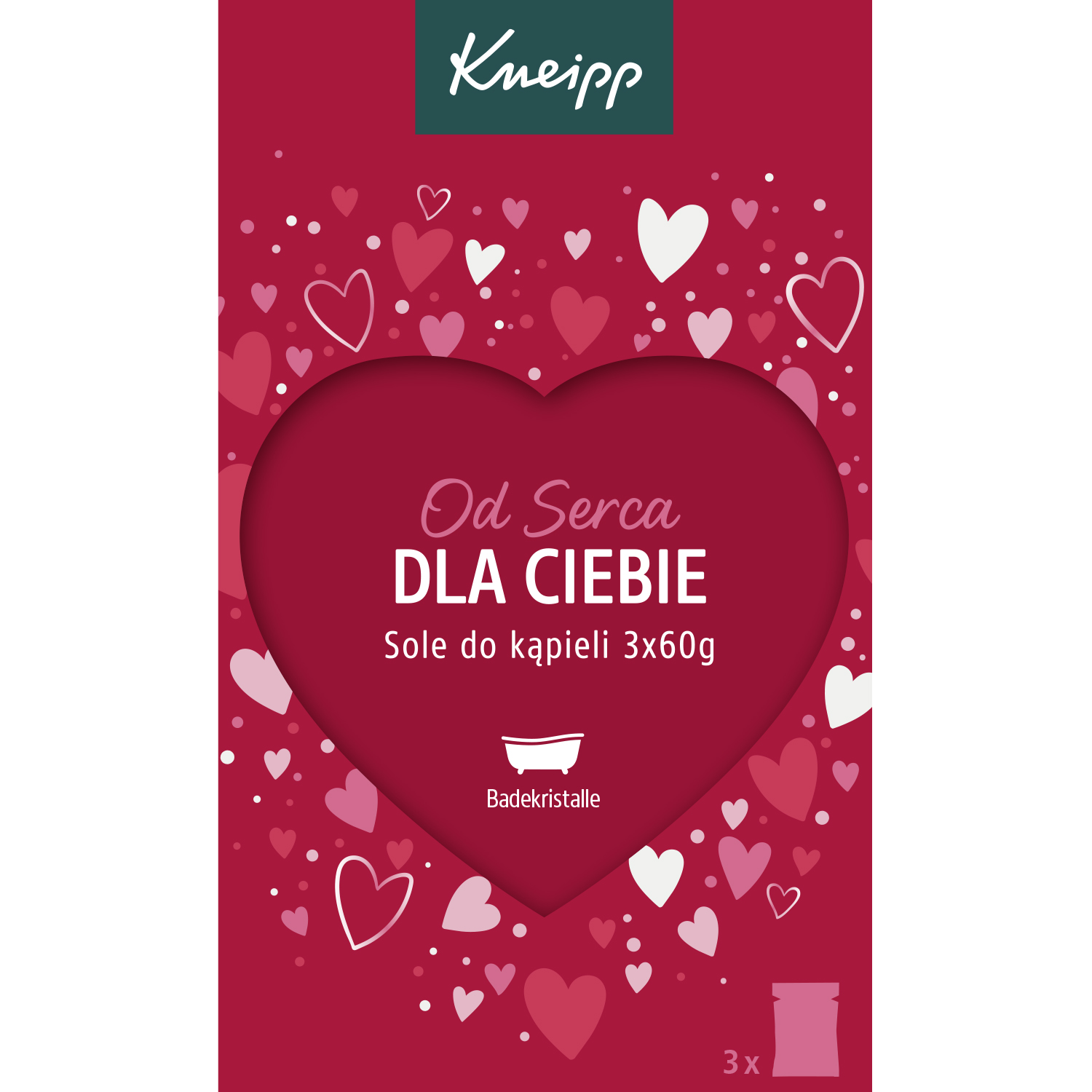 Kneipp Od Serca zestaw: sól do kąpieli, 3x60 g