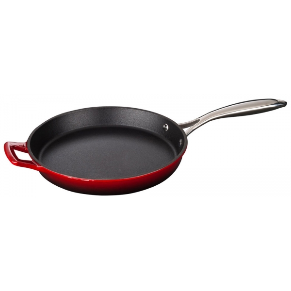 La Cuisine - Patelnia żeliwna 26cm z metalową rączką Czerwona