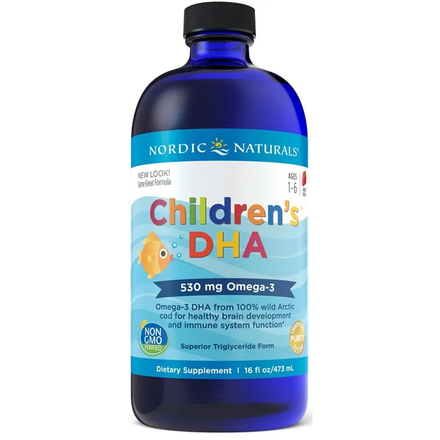 Nordic Naturals Children's DHA suplement diety, 530mg, smak Truskawkowy, 473 ml