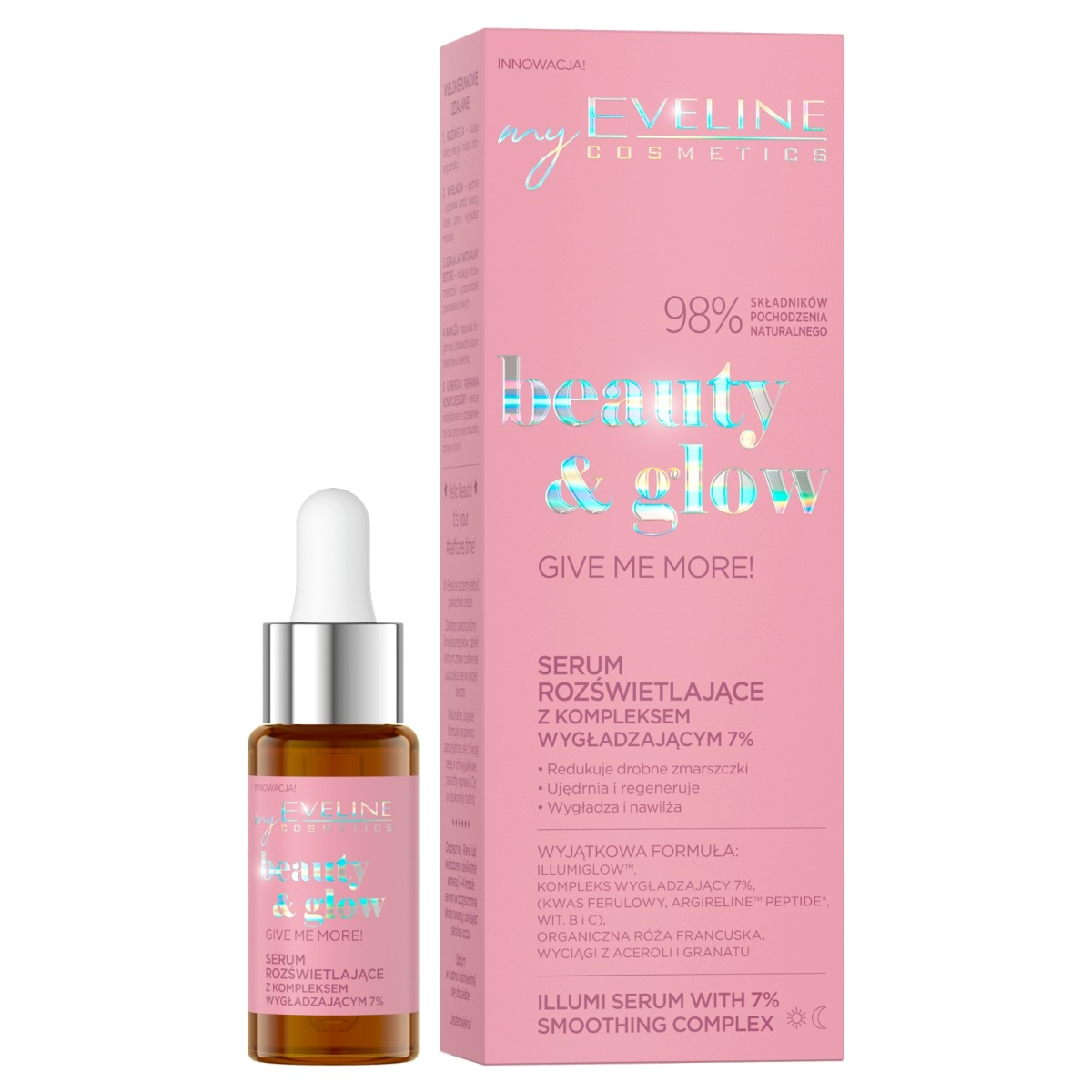 Eveline Cosmetics Beauty & Glow Give Me More! serum rozświetlające z kompleksem wygładzającym, 18 ml