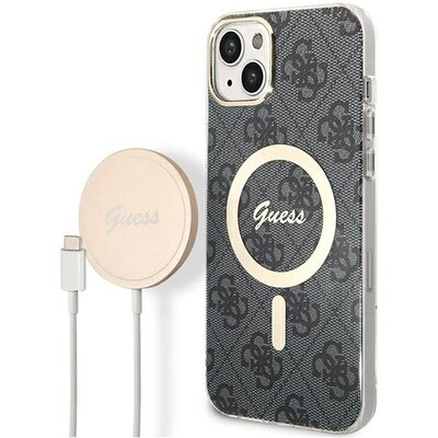Etui GUESS 4G Print do Apple iPhone 14 Plus Czarny + Ładowarka MagSafe