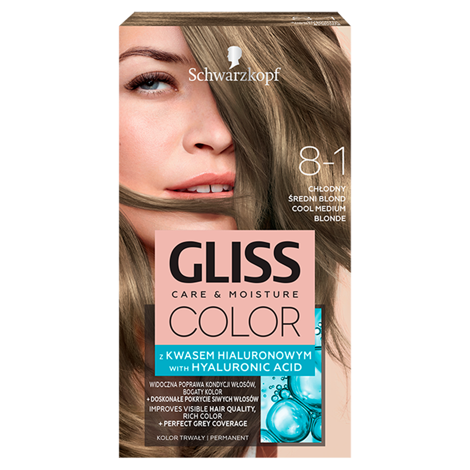 Gliss Color farba do włosów 8-1 chłodny średni blond, 1 opak.