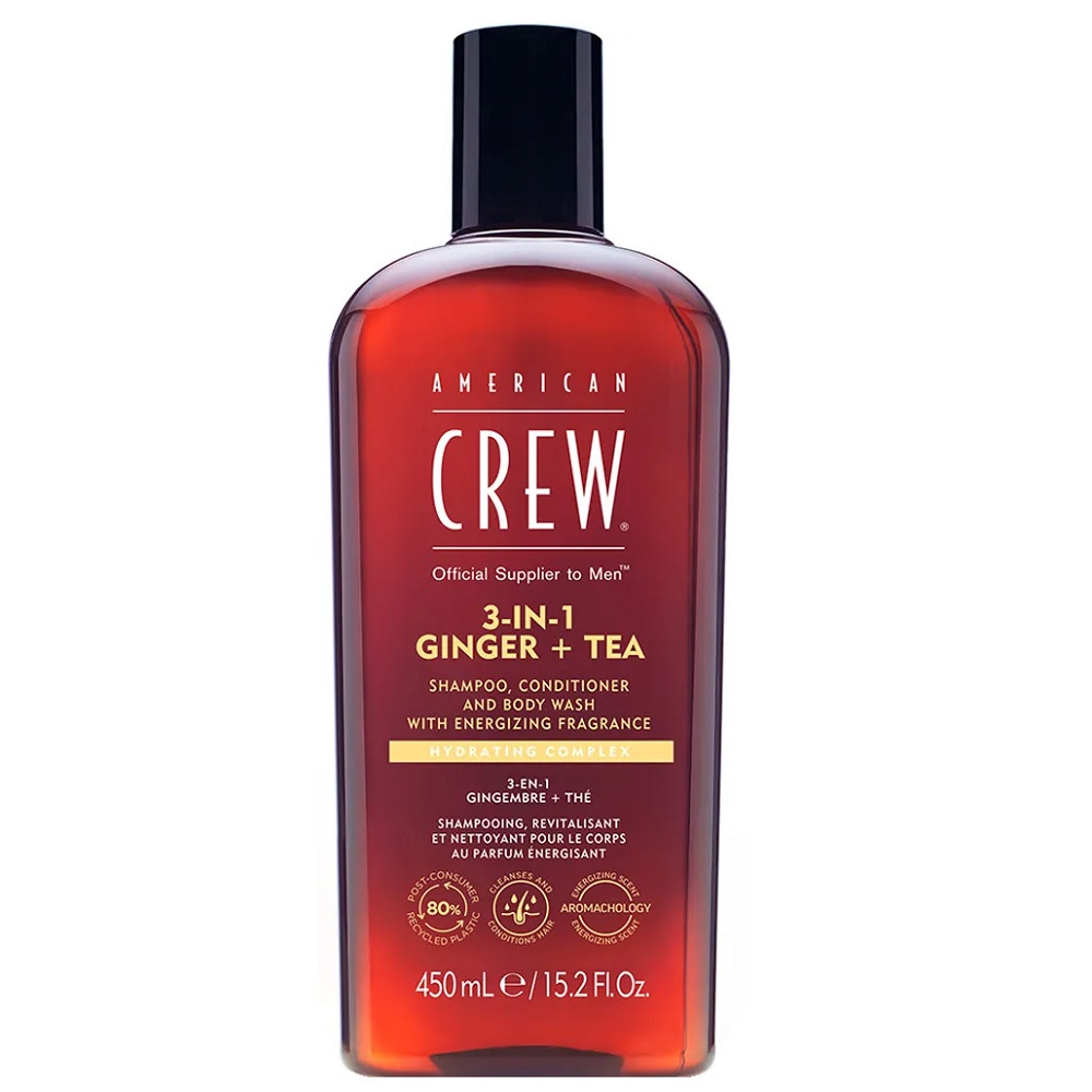 American Crew 3-in-1 Ginger + Tea szampon odżywka i żel do mycia ciała, 450 ml