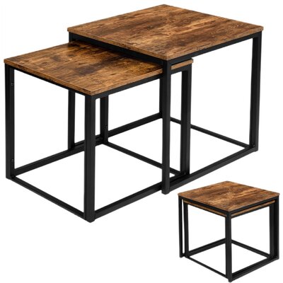 Zestaw stolików kawowych GOCKOWIAK Loft Praven Rustic Kwadratowy Postarzany Dąb