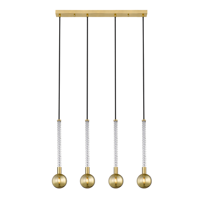 Lampa wisząca 4 kule listwa złota MIDA