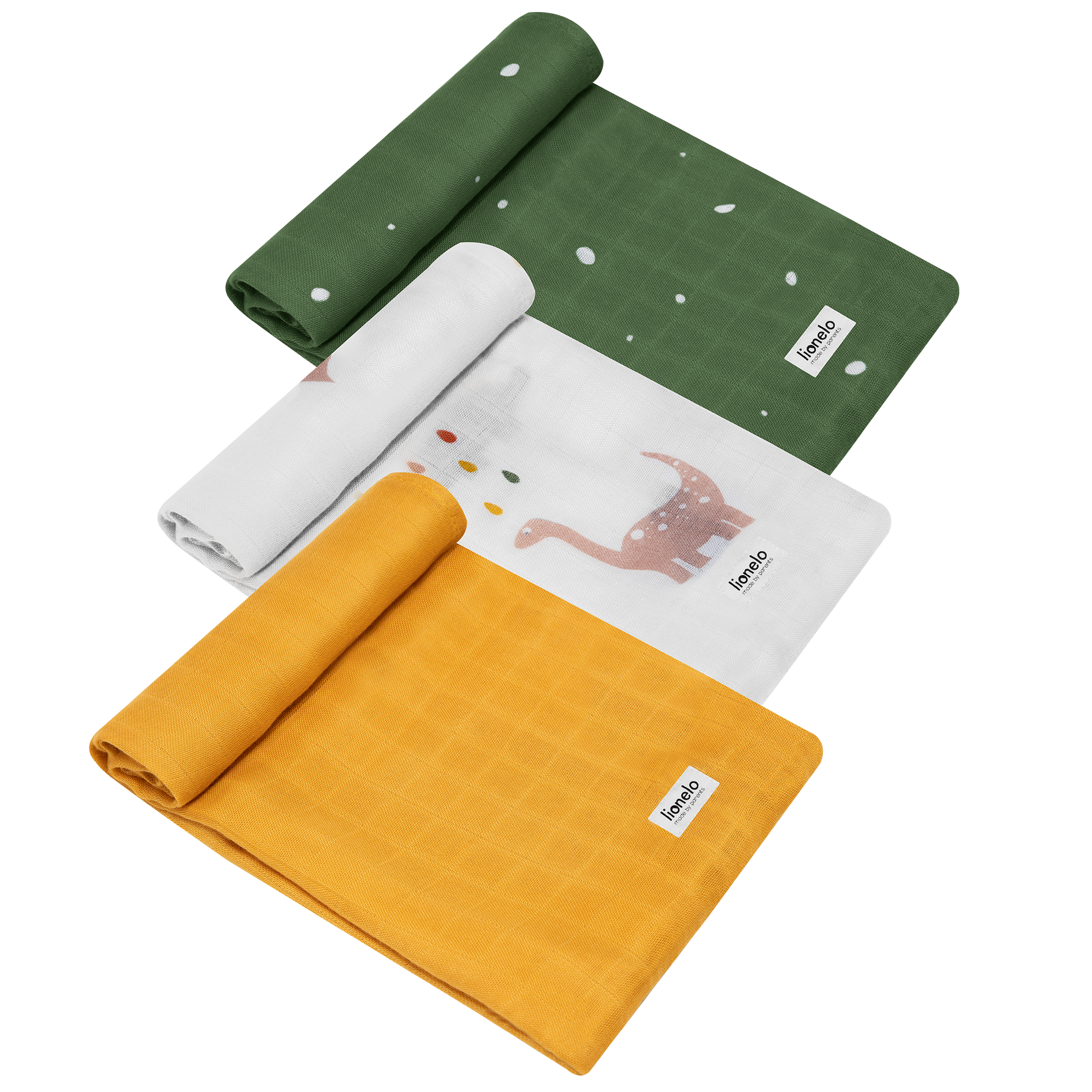 Lionelo Bamboo Set Dino zestaw pieluszek bambusowych 70x70 Dino, 3 szt./1 opak.
