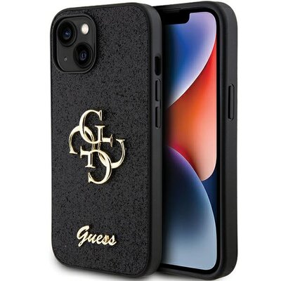 Etui GUESS Glitter Script Big 4G do Apple iPhone 15 Czarny