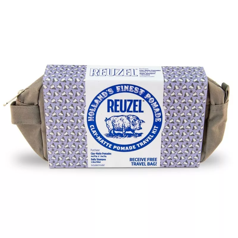 Reuzel Holiday Travel Kit Clay zestaw: pomada, 113 g + pomada, 35 g + szampon, 100 ml + kosmetyczka, 1 szt.