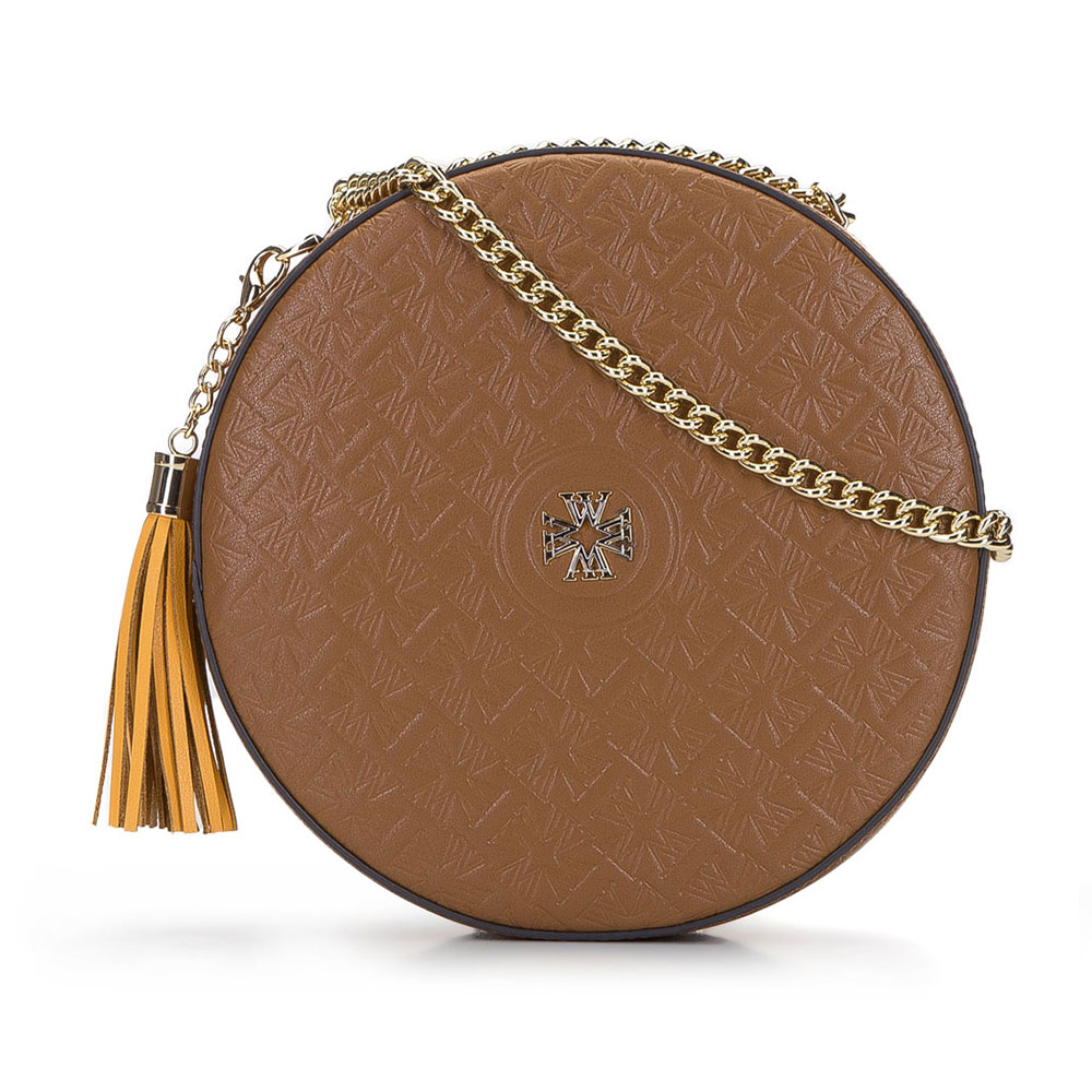 Torebka crossbody ze skóry okrągła – limitowana edycja brązowa