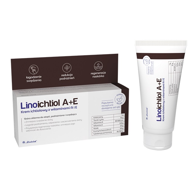 Ziołolek Linoichtiol A+E krem ichtiolowy z witaminami A i E, 50 g
