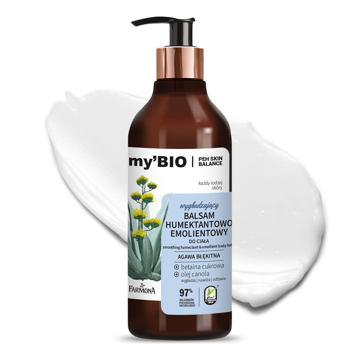 My'Bio Peh Skin Balance Humektanty-Emolienty wygładzający balsam humektantowo-emolientowy do ciała, 400 ml