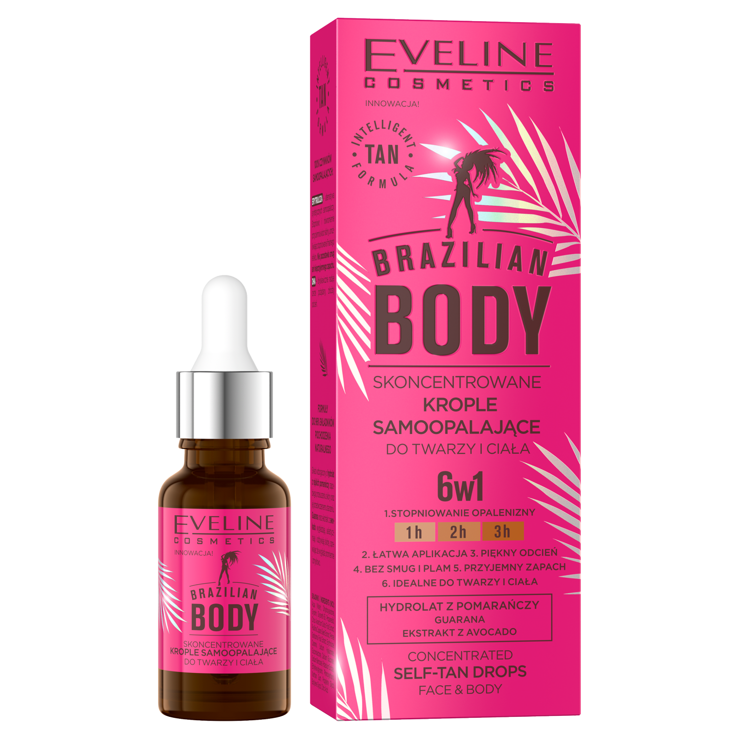 Eveline Cosmetics Brazilian Body skoncentrowane krople samoopalające do twarzy i ciała, 18 ml