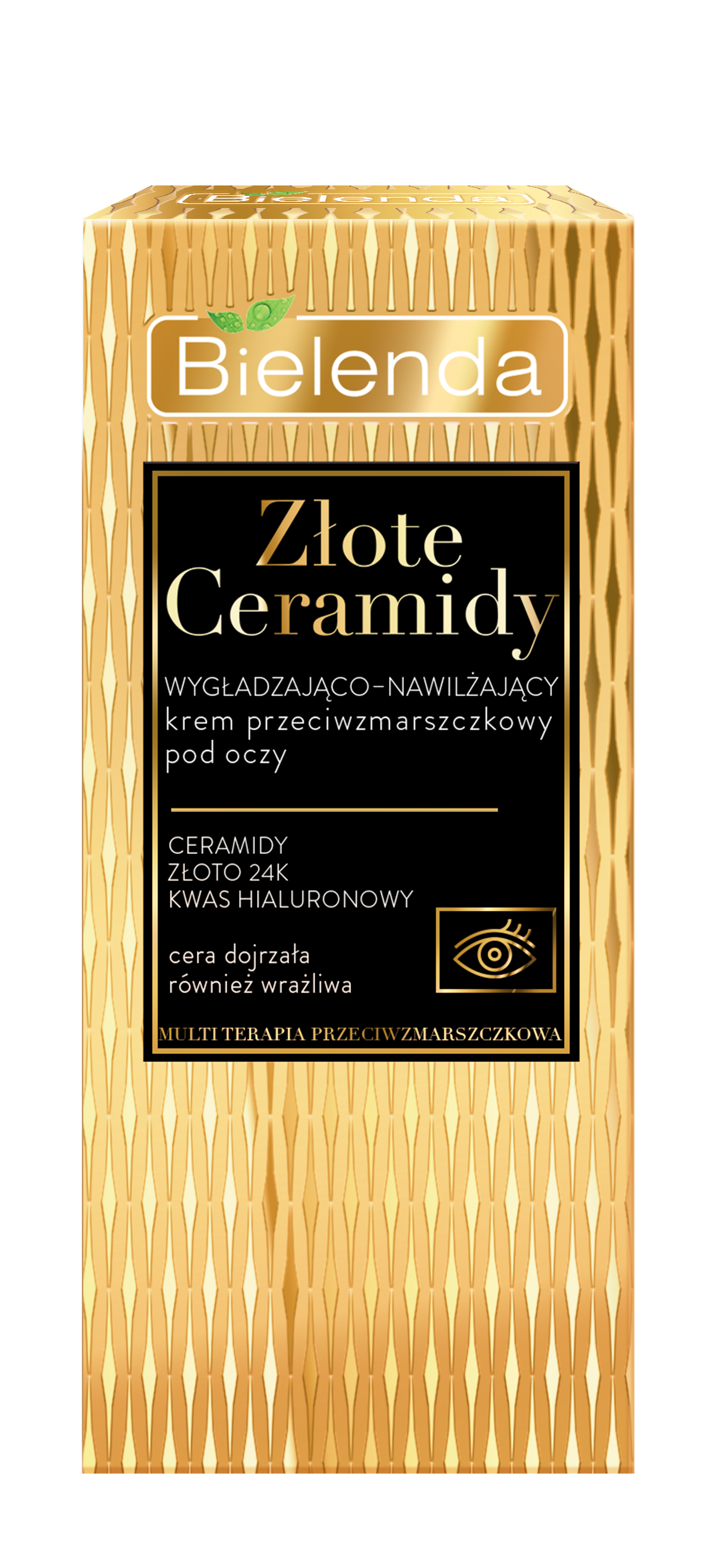 Bielenda Złote Ceramidy krem pod oczy przeciwzmarszczkowy wygładzająco-nawilżający, 15 ml