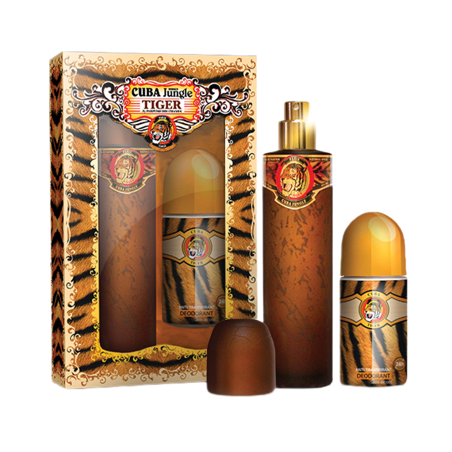 Cuba Original Jungle Tiger zestaw: woda perfumowana damska, 100 ml + dezodorant w kulce, 50 ml