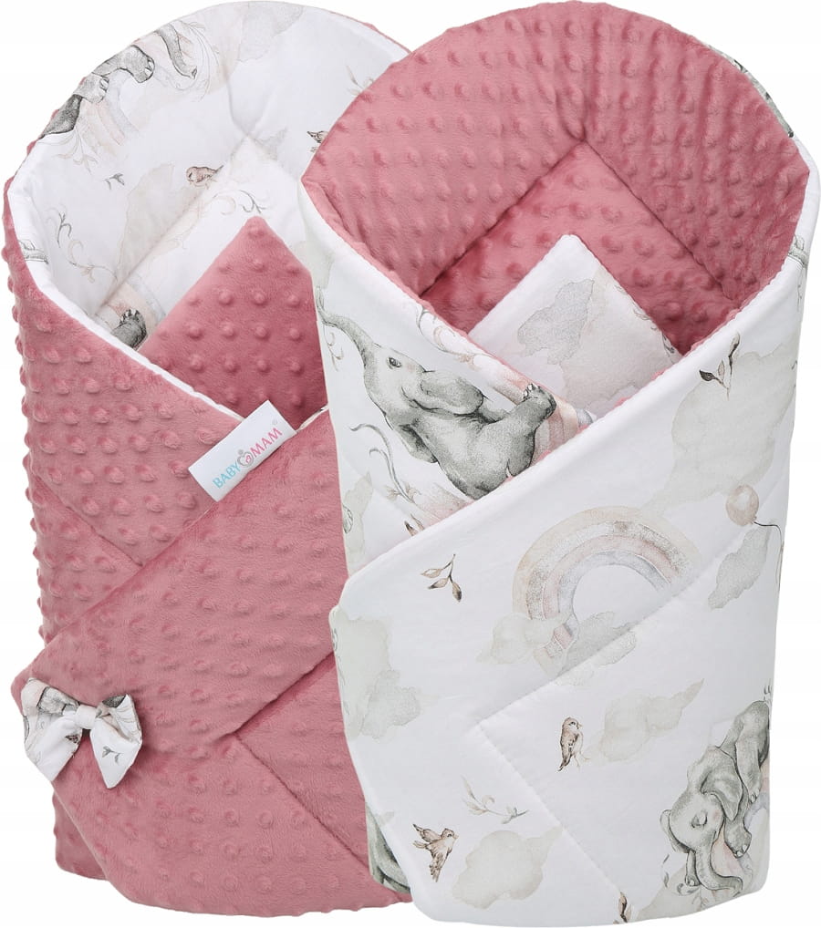 Babymam rożek becik niemowlęcy otulacz minky 80x80