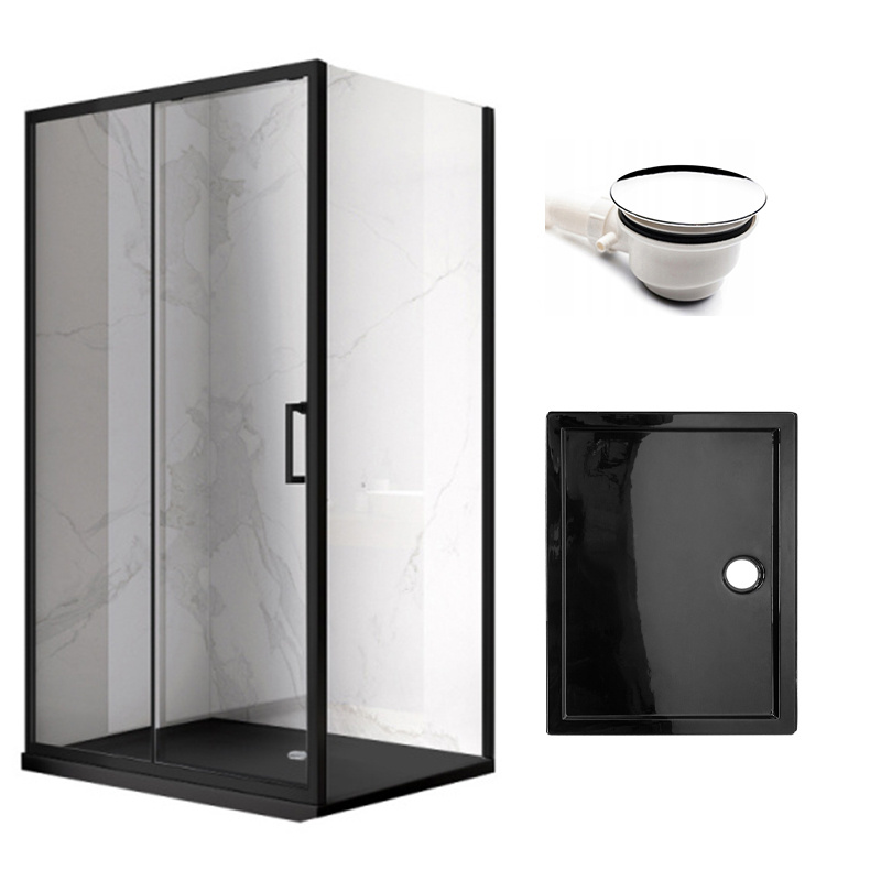 KABINA PRYSZNICOWA PROSTOKĄTNA Z BRODZIKIEM KZ103/ST03E CZARNA/CZARNY 90x80 CM