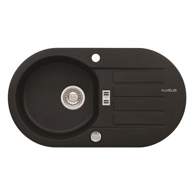 Zlewozmywak jednokomorowy z ociekaczem ALVEUS Niagara 40 1124091 Czarny 43.5x77.5